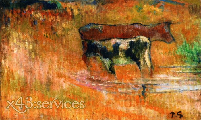 Paul Gauguin - Eine Kuh und ihr Kalb - zum Schließen ins Bild klicken